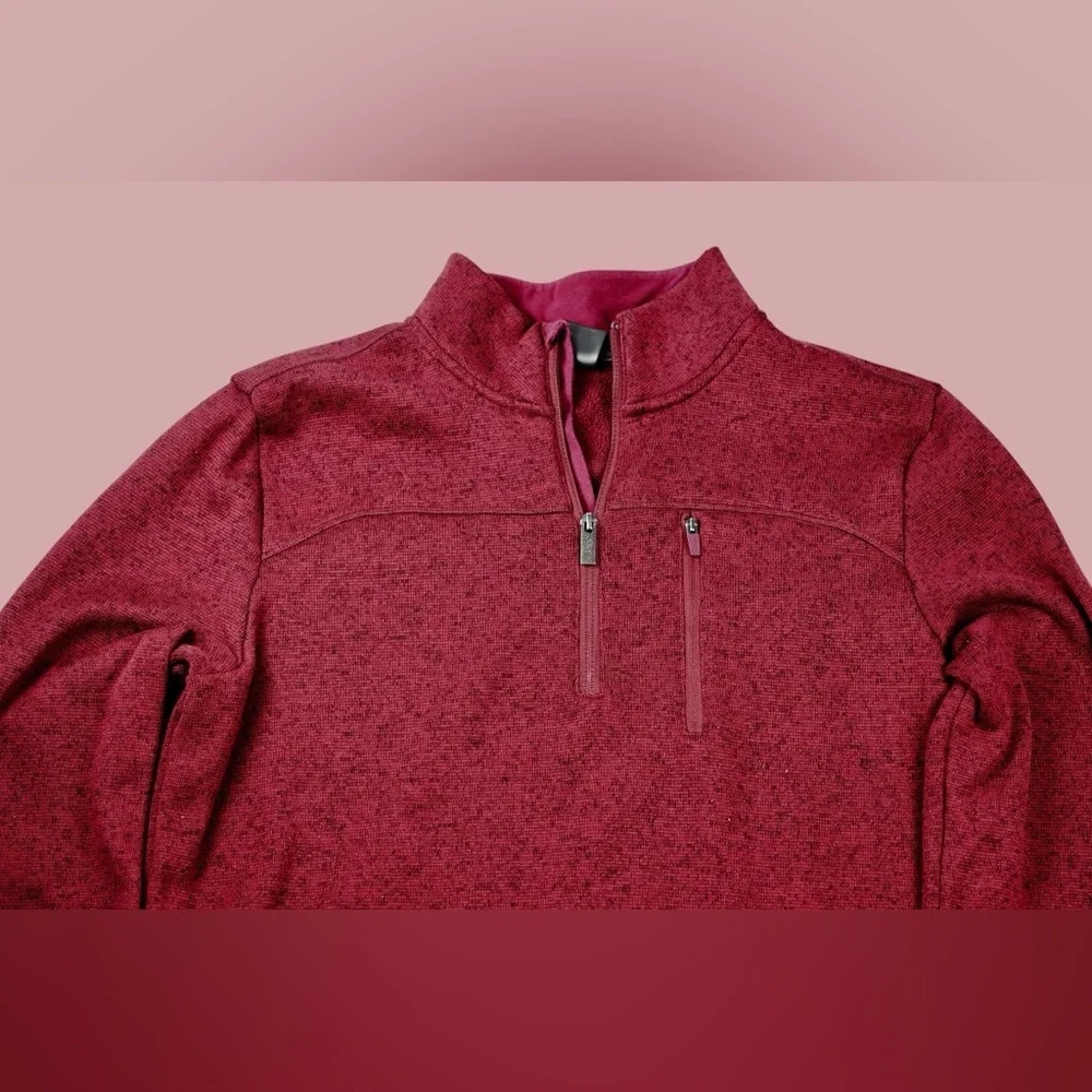 Jockey Mens Medium Red Quarter-Zip Pullover Fleece Sweater Casual Outdoor